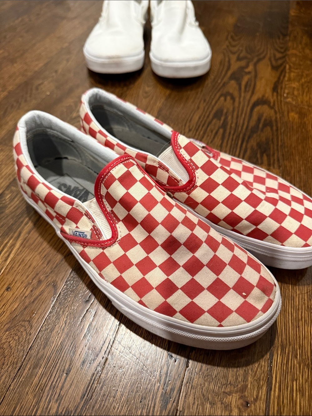 Vans Checkerboard Slip-On in Red & Cream Canvas